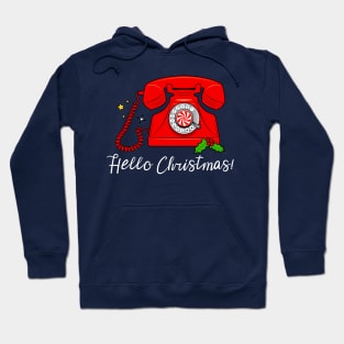 Vintage Red Peppermint Telephone: Hello Christmas! Hoodie